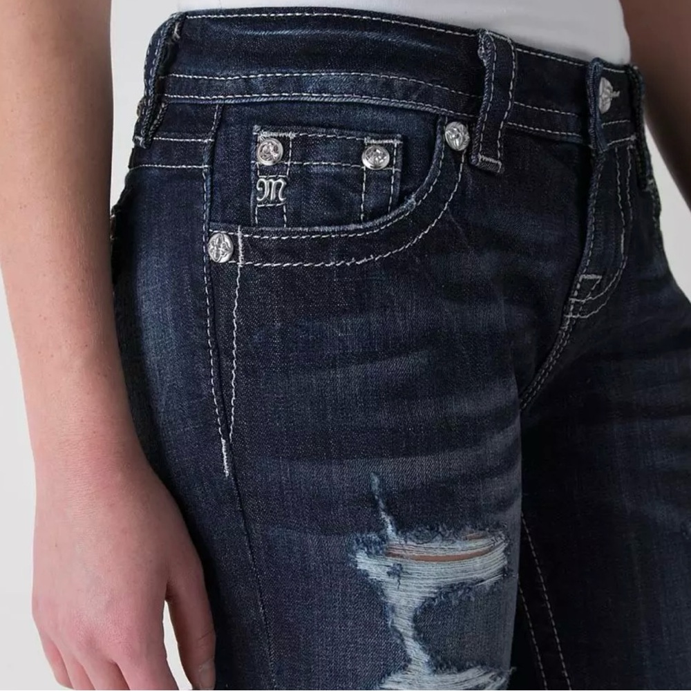 Miss Me Ankle Jeans with Classic Dark Wash Sz 34 mid rise cropped stretchy sz 34 - Picture 3 of 12